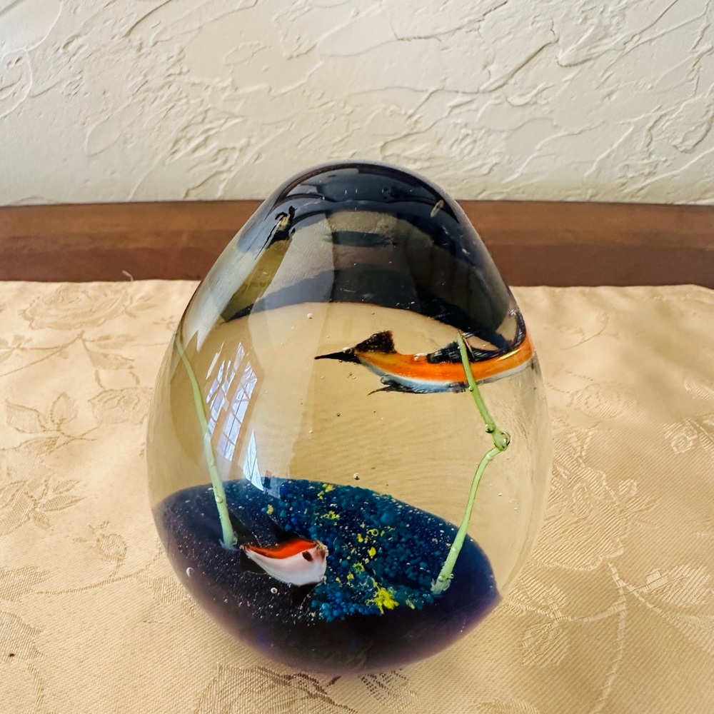 Blown Glass Paperweight with Fish Design - Picture 2 of 4